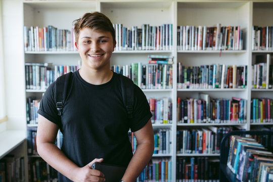 Teen portrait in library