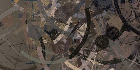 Handmade surreal abstract pattern. Modern artistic canvas. 2d illustration. Texture backdrop painting. Creative chaos structure element.