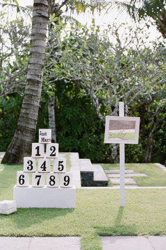 Fun outdoor wedding games ""coconut toss""
