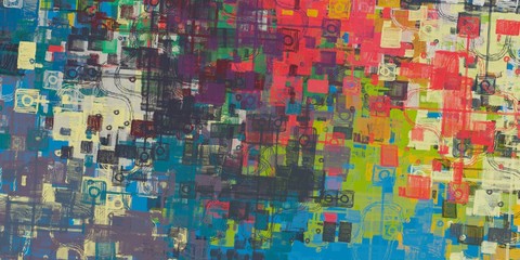 Fototapeta premium Modern art. Artistic brush. Oil painting. 2d illustration. Texture backdrop. Creative chaos structure element.