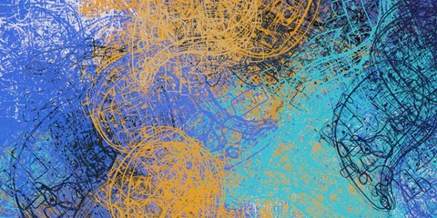 Handmade surreal abstract pattern. Modern artistic canvas. 2d illustration. Texture backdrop painting. Creative chaos structure element.