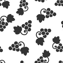 Naklejka na ściany i meble Grape fruits sign icon seamless pattern background. Grapevine vector illustration on white isolated background. Wine grapes business concept.