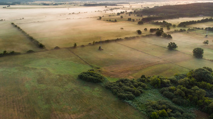 Obraz premium Aerial landscape - river valley at sunrise