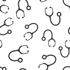 Stethoscope sign icon seamless pattern background. Doctor medical vector illustration on white isolated background. Hospital business concept.