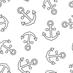 Boat anchor sign icon seamless pattern background. Maritime equipment vector illustration on white isolated background. Sea security business concept.