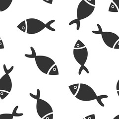 Fish sign icon seamless pattern background. Goldfish vector illustration on white isolated background. Seafood business concept.