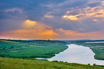 Sunset on the Danube river - Image