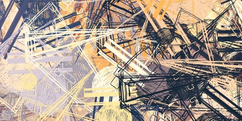 Retro style oil drawing. 2d illustration. Texture backdrop painting. Creative chaos structure element.