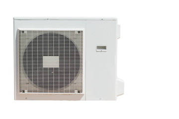 Fototapeta premium Air conditioner compressor outside unit isolate on white background.