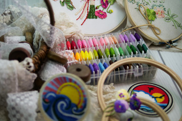 Fototapeta premium Display of various tools for needlework