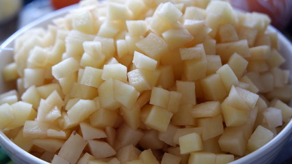 diced potato on a bowl