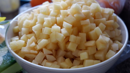 diced potato on a bowl