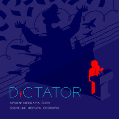 Dictator shadow man pictogram speech with podium isometric, Dictatorship behind control concept design illustration isolated on blue background with copy space, vector eps 10