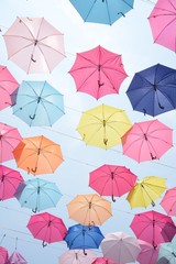 Fototapeta na wymiar colorful umbrella in the sky