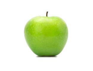 Ripe whole green apples isolated on white background with clipping path.