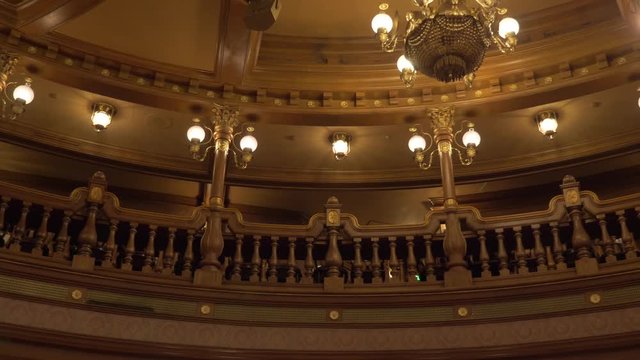 Interior Of A Lavish Gold Painted Theatre Mezzanine.