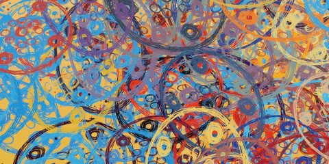Handmade surreal abstract pattern. Modern artistic canvas. 2d illustration. Texture backdrop painting. Creative chaos structure element.