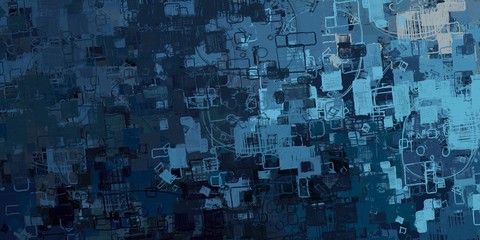 Fototapeta premium Handmade surreal abstract pattern. Modern artistic canvas. 2d illustration. Texture backdrop painting. Creative chaos structure element.