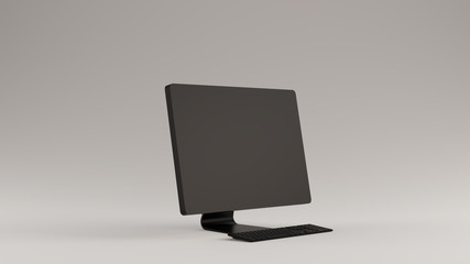 Black Desktop Computer and Slim Keyboard 3d illustration 