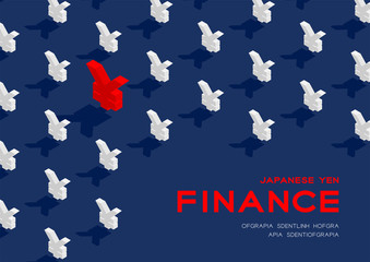 Currency japanese yen (JPY) sign 3d isometric pattern, Business finance concept poster and banner horizontal design illustration isolated on blue background with copy space, vector eps 10