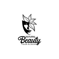 natural beauty women leaf logo design