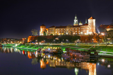 KRAKOW, POLAND - MARCH 19, 2016: Wawel Royal Castle and Wisla river