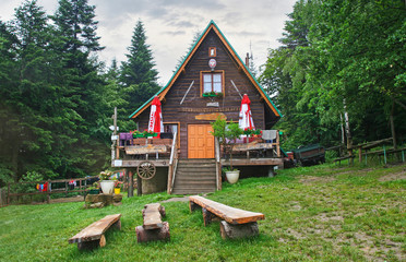 KUDLACZE, POLAND - JUNE 16, 2018: Mountain shelter