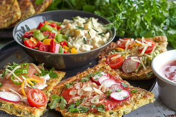 salad, food, vegetable, tomato, lettuce, meal, healthy, fresh, dinner, green, plate, diet, vegetables, chicken, lunch, appetizer, dish, meat, tomatoes, vegetarian, cuisine, white, cheese, pepper, rice