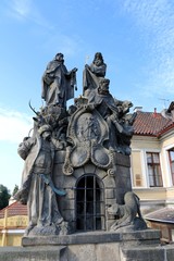 Obraz premium praha, czech, bridge, karlov, statue, sculpture, monument, art, old, ancient, history, stone, saint, famous, town