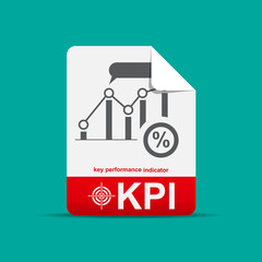 Naklejka premium Kpi document icon vector flat design.