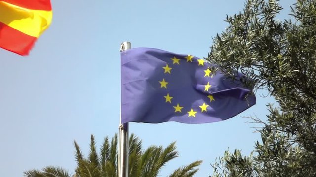European Union Flag in slow motion 250fps