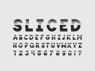 Sliced font. Vector alphabet 