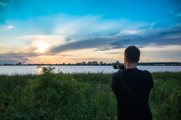 Fototapeta premium summer sunset at the lake