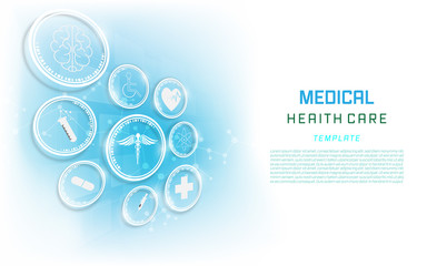 Template Banner health care icon pattern medical innovation concept background design. vector eps10