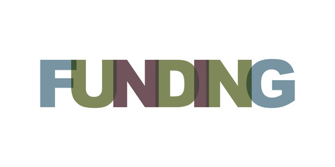 Funding business card text. Modern lettering poster. Color word art slogan icon. Phrases vector print design elements.