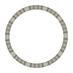 Round frame vector vintage pattern design template. Circle border designs plaid fabric texture. Scottish tartan background for collage art, gif card, handmade crafts.