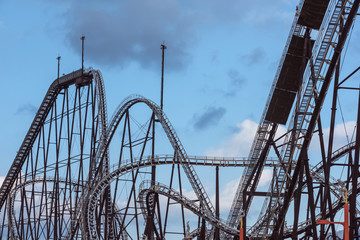 detail of roller coaster curves and steel frame