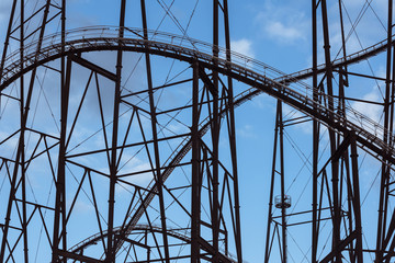 detail of roller coaster curves and steel frame