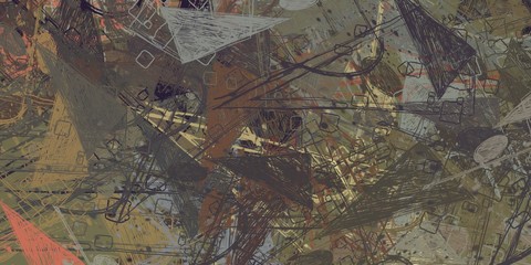 Crazy sketch random pattern. Creative chaos and variety structure. Modern art drawing painting. 2d illustration. Digital texture wallpaper. Artistic sketch draw backdrop material.