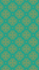 Ornate geometric pattern and two-tone abstract background