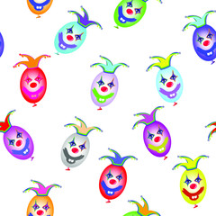 Seamless pattern. Inflatable multicolored smiling balloons EPS10