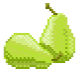A pear pixel art 8 bit video game style fruit icon