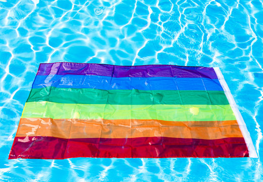 flag gay pride in pool