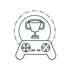 video game control retro with trophy cup