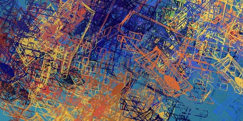 Handmade surreal abstract pattern. Modern artistic canvas. 2d illustration. Texture backdrop painting. Creative chaos structure element.