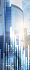 Vertical Panorama Banner. Financial growth graph. Sales increase, marketing strategy concept
