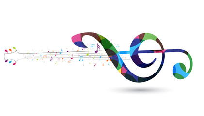 Colorful Music notes , isolated on white background © radenmas