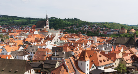 Fototapeta na wymiar Panoramic old town Cesky Krumlov city view in Czech Republic