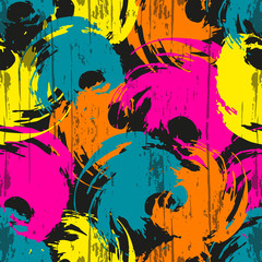 Bright abstract geometric seamless pattern in graffiti style. Quality vector illustration for your design