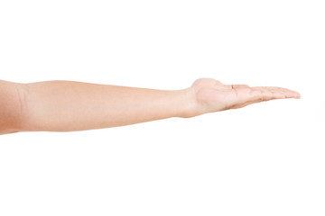Fototapeta premium Male asian hand gestures isolated over the white background. BEGGING POSE.